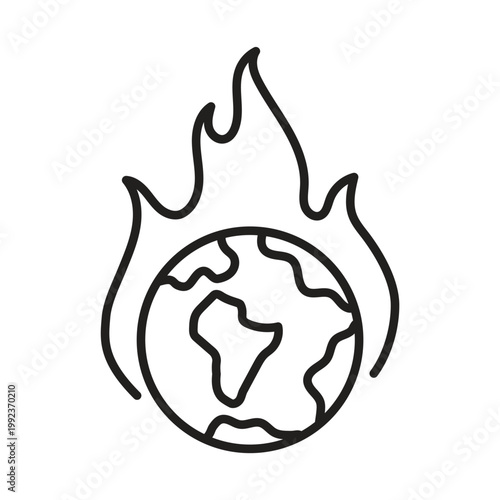 Global warming burning earth globe icon