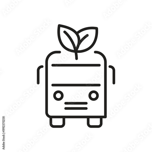 Eco friendly electric bus with leaves icon
