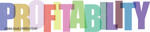 Multicolored profitability text in bold block letters