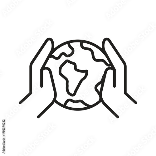 Human hands presenting world globe icon