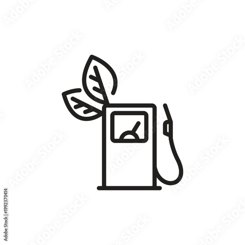 Biofuel gas station pump with green leaves icon