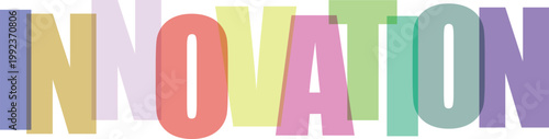 Colorful typographic design with the word innovation in bold letters