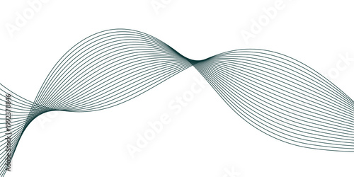Minimalist Abstract Wave Background with Clean Dark Teal Flowing Lines on White
