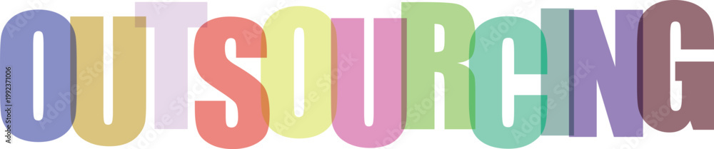 Fototapeta premium Multicolored outsourcing text with bold letters