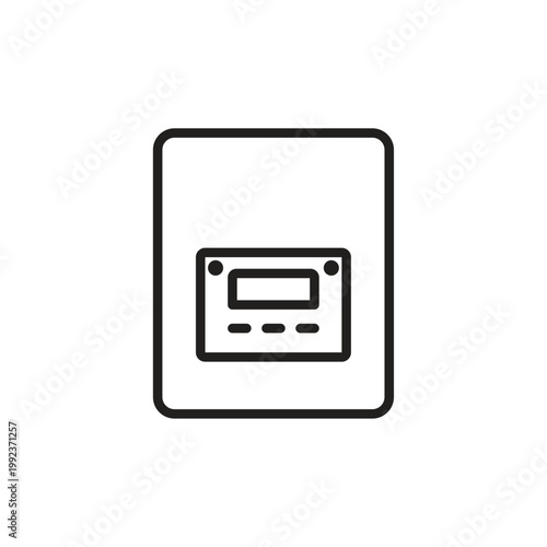 Smart thermostat line icon for home climate control