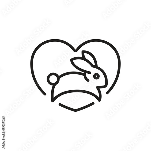 Cruelty free line icon with rabbit in heart