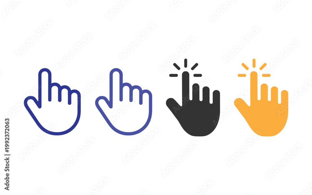 Fototapeta premium Hand cursor icons pointing for website navigation and interaction concepts
