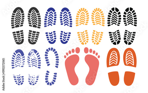 Colorful Footprints And Shoe Soles For Branding Concepts