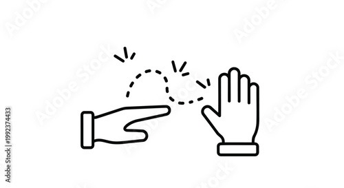 Hand gesture, stop sign, reject icon, black line art
