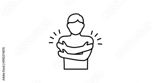 Confident person icon, self assured individual, line art symbol, emotional wellness