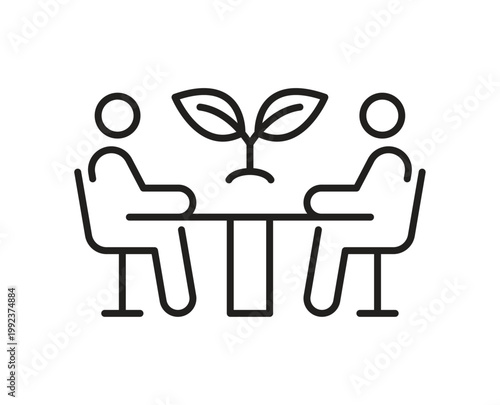 Business people meeting for environmental growth and green investment icon