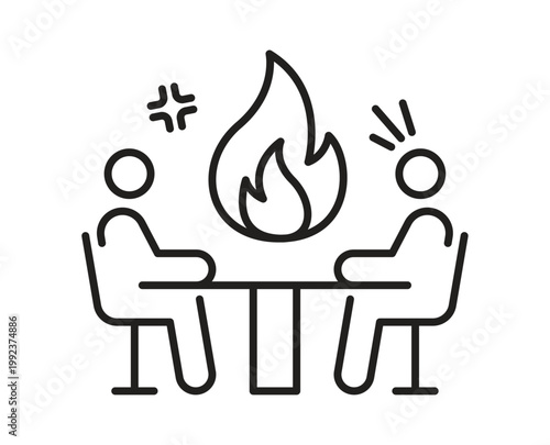 People in heated discussion for conflict resolution and crisis management icon