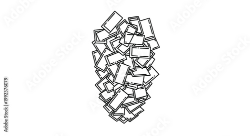 Black and white video cassette icons, retro media symbols, cassette tape graphics, vector illustration