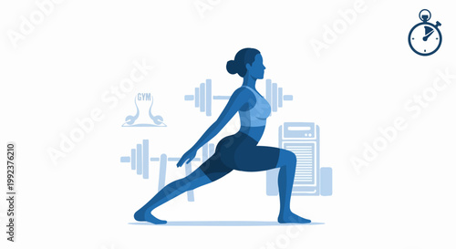 Woman in Warrior Yoga Pose.