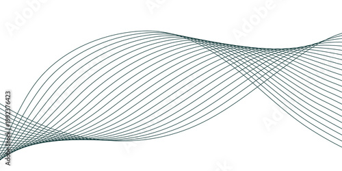 Minimalist Abstract Wave Background with Clean Dark Teal Flowing Lines on White