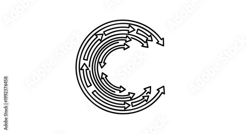 Circular arrow, infinite motion, line art icon, business concept, cycle symbol