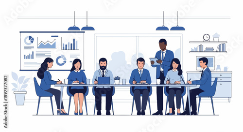 Business team in meeting room.