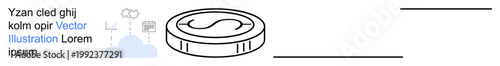 Digital finance, technology integration, cloud services, economic growth, online transactions, fintech innovation. Coin on cloud icons with connectivity elements. Digital finance and cloud services