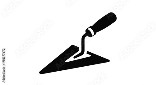 Trowel, construction tool, building icon, masonry equipment, black silhouette