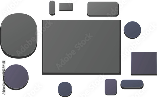 Dark Gray Rectangle Circle Square Rounded Shapes Vector Elements Isolated