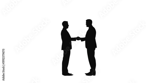 Businessmen shake hands to finalize a successful contract agreement in this professional silhouette.