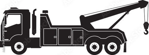 Tow truck vector silhouette illustration on transparent background. concept of vehicle breakdown service.