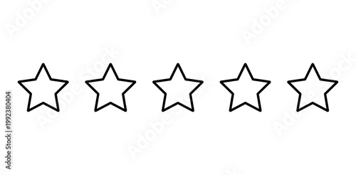black five star outline for business rating review feedback png file transparent background