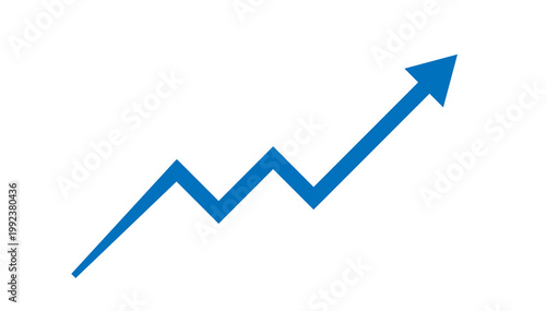 zigzag business growth graph with arrow moving upward direction PNG file transparent background