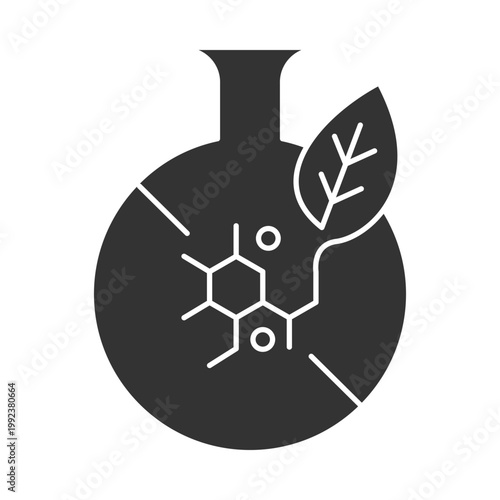 Chemical Free Line Icon – Natural Product Formula Symbol