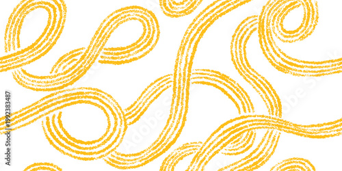 Asian vermicelli and italian spaghetti vector repeat pattern with abstract waves. Funky food wallpaper featuring hand drawn circles for cooking themed graphic project. Texture backdrop