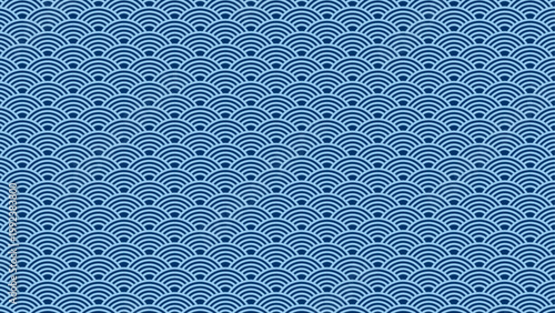 シンプルな青海波のパターン　縁起の良い和柄　和風の背景装飾イラスト　日本の伝統文様　吉祥