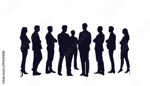Business professionals form a circle to discuss new ideas and foster communication within the company.