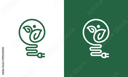 Ecofriendly light bulb logo design for sustainable energy solutions.