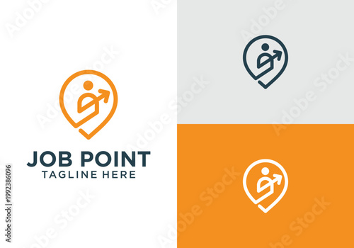 Obraz na plátně Job Point Logo Design Career Path and Location Symbol.