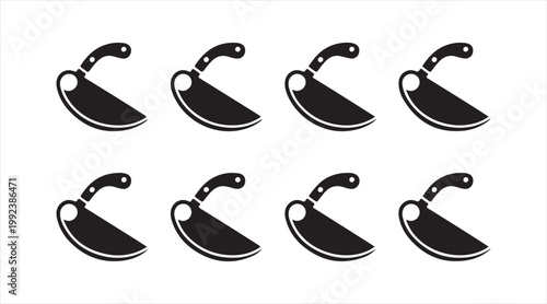 Cooking and butchery symbols set showing heavy chopping kitchen tools