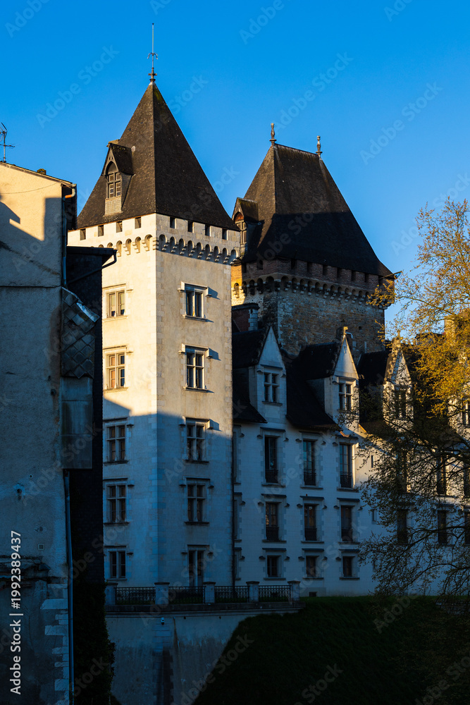 Obraz premium Château de Pau at sunrise from Rue Bordenave d'Abère
