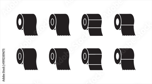 Flat design tissue roll icons pack for cleaning, household, and restroom supply concepts