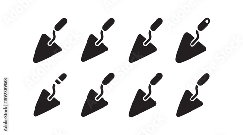 Flat design construction trowel icons pack for building, repair, and contractor themes