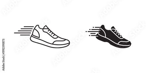 Fast Running Shoes with Speed Lines Vector – Sneaker Icon Set