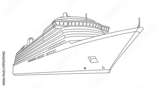 Streamlined vector of a large cruise ship showcasing its modern design and sleek profile
