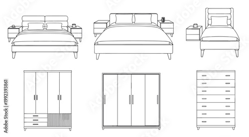 Bedroom furniture line collection including beds nightstands wardrobes and chest of drawers line bed