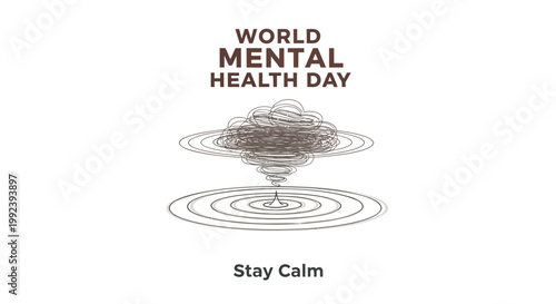 World Mental Health Day, mental wellness, calmness, anxiety relief, vector illustration