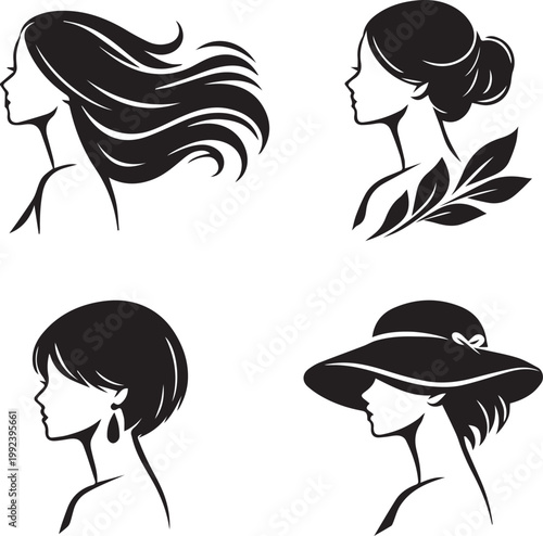 Elegant hairstyles collection Vector, illustration