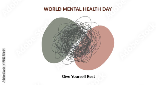 World Mental Health Day awareness, mental health illustration, anxiety, self-care vector