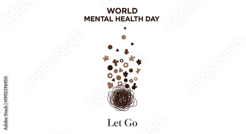 World Mental Health Day, mental wellness, let go concept, emotional release vector
