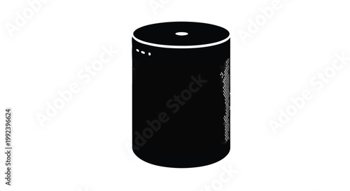 Modern smart speaker device with white accents on top and side buttons in sleek minimalist design for smart home technology