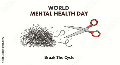 Mental health awareness, World Mental Health Day, break the cycle, mental wellness vector