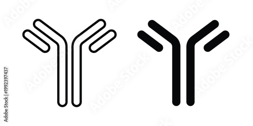 Antibody icon design concept. Stroke and flat icons set