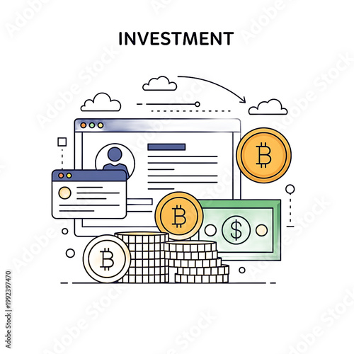 Bitcoin cryptocurrency investment concept digital.