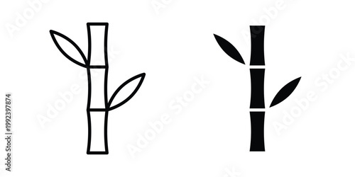 Bamboo icon design concept. Stroke and flat icons set